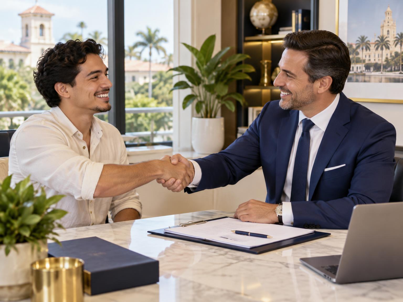 New business owner shaking hands with an advisor